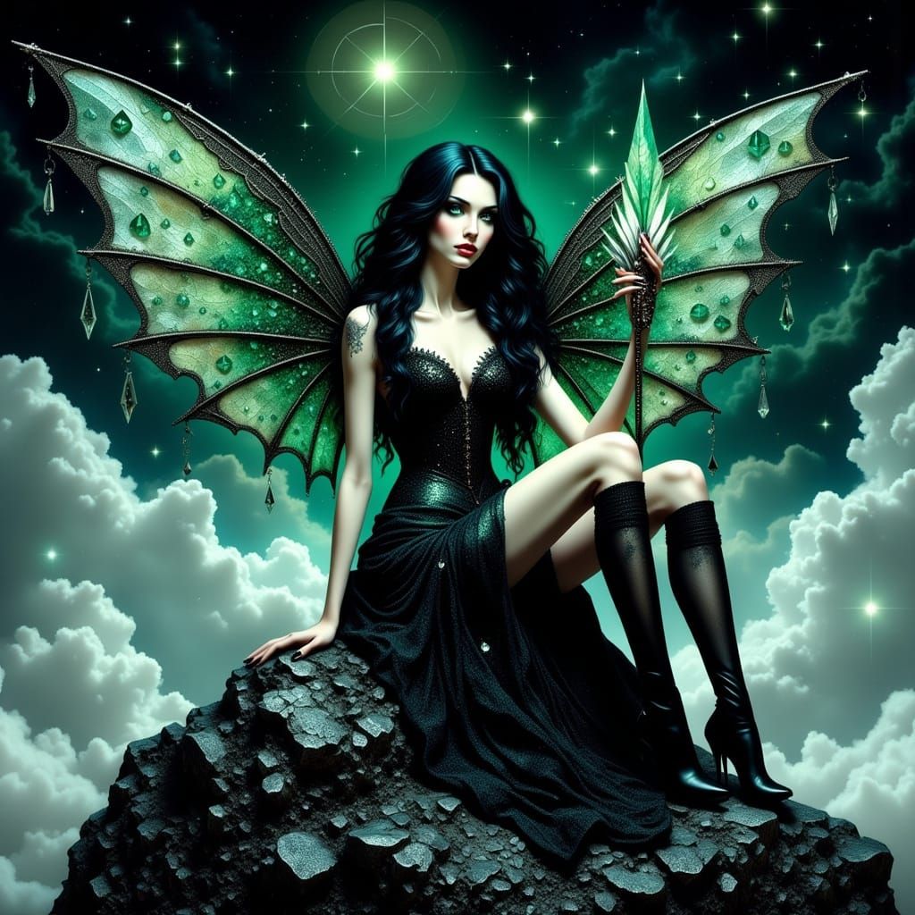 Mysterious Fairy Goddess of Dark Obsidian