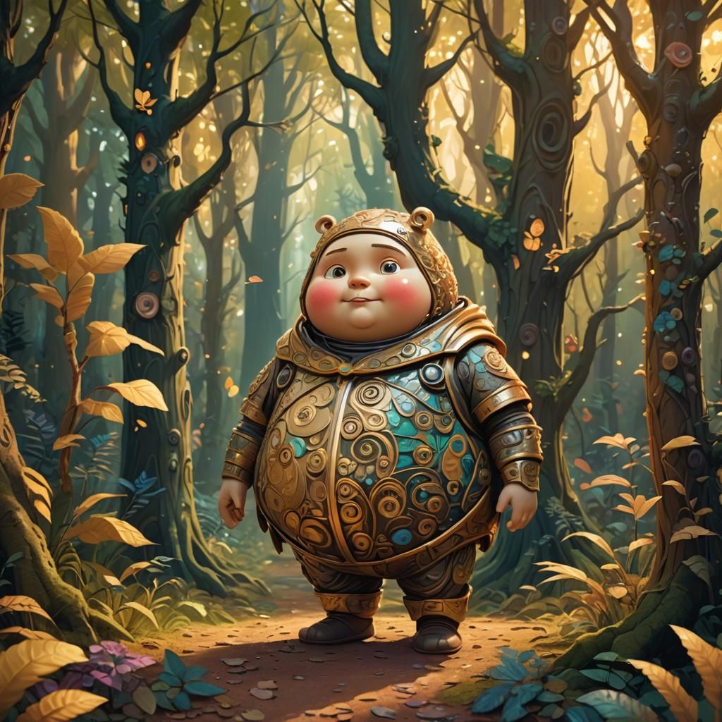 Whimsical Cartoon Humanoid in a Forest