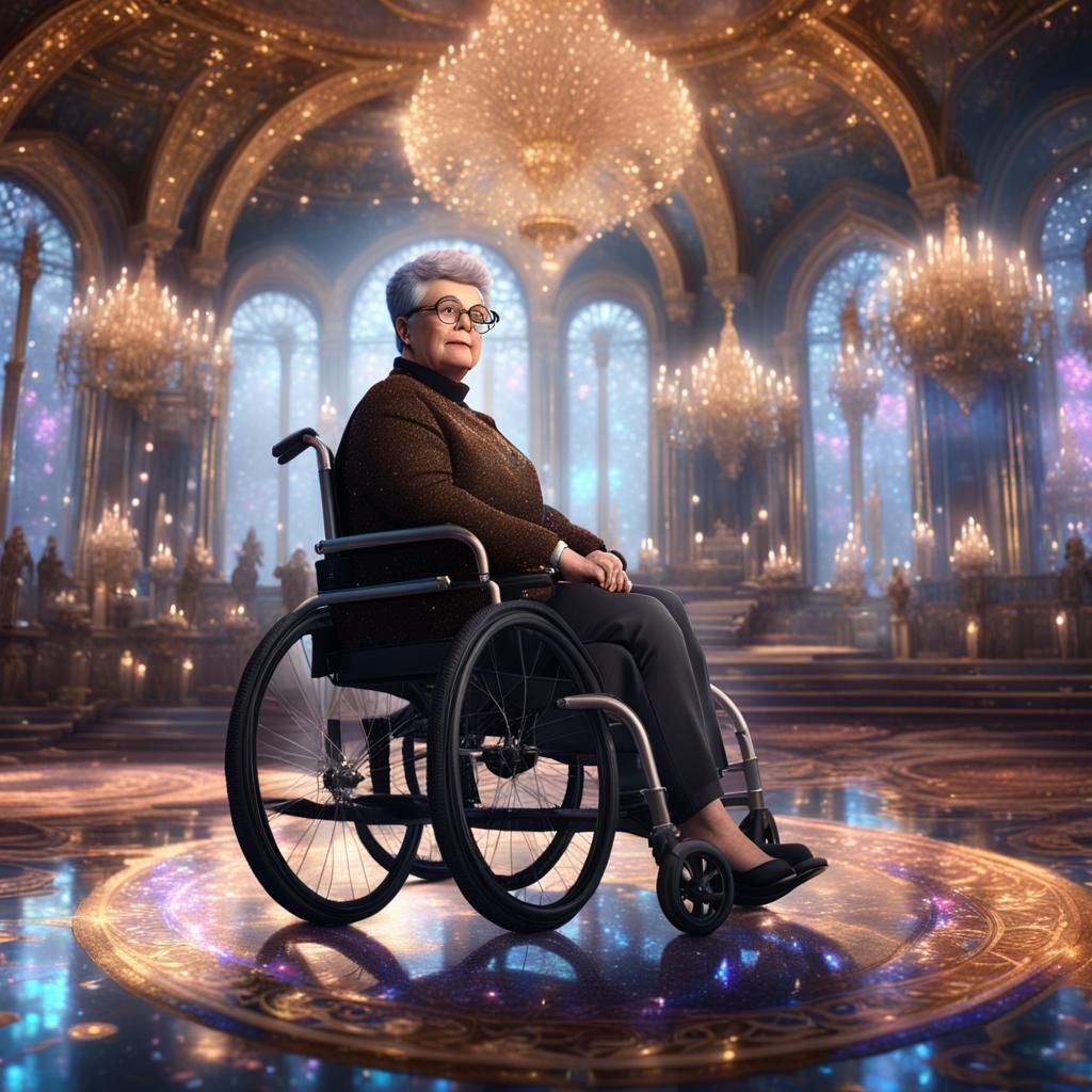 Ornate Ballroom Portrait of Woman in Magic Wheelchair