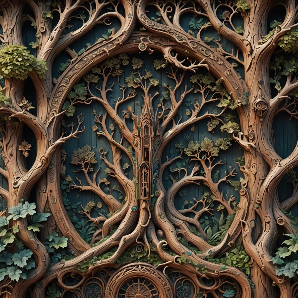 Detailed Wood Carving Fantasy Concept Art