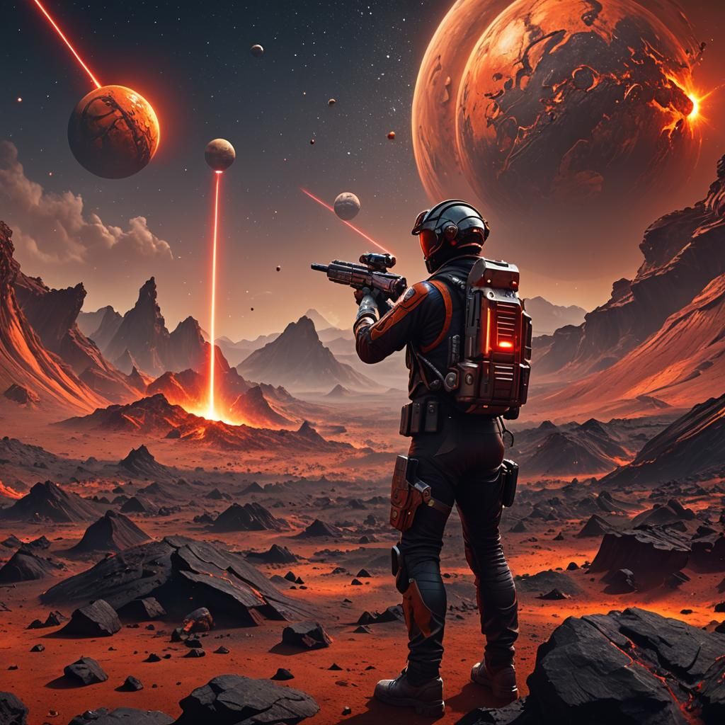 Astronaut on Red Planet Mars: Fantasy Concept Art