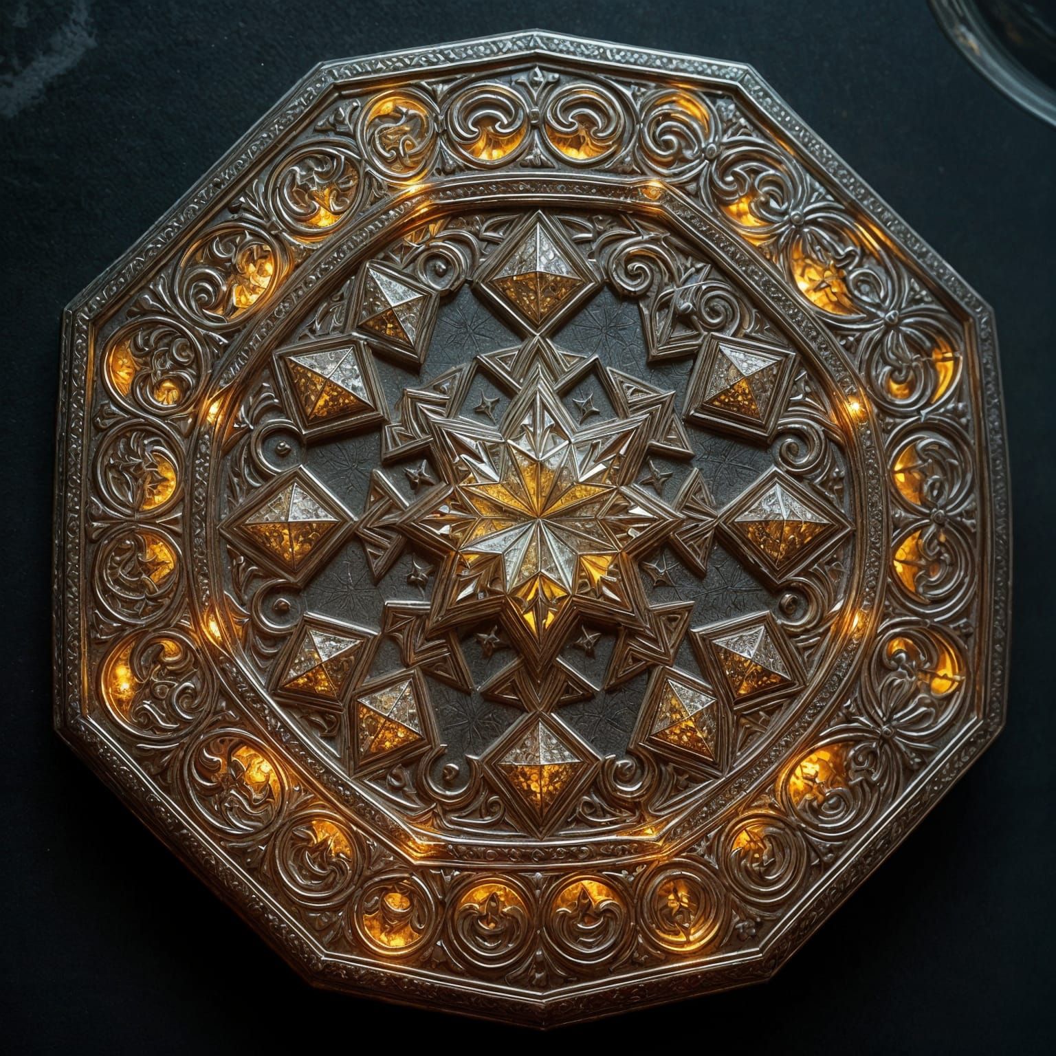 Hyperrealistic Octagon of Light in Warm Hues