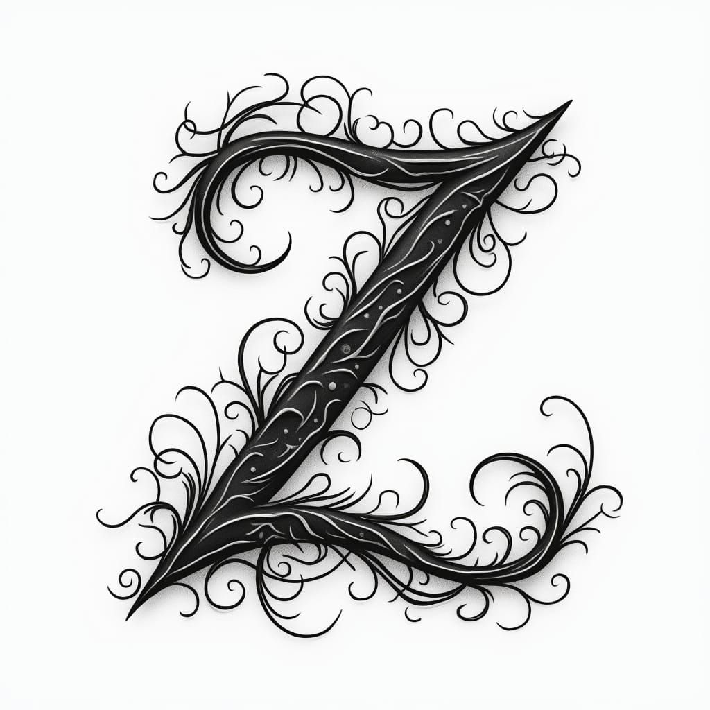 Elegant Letter Z in Art Nouveau Style
