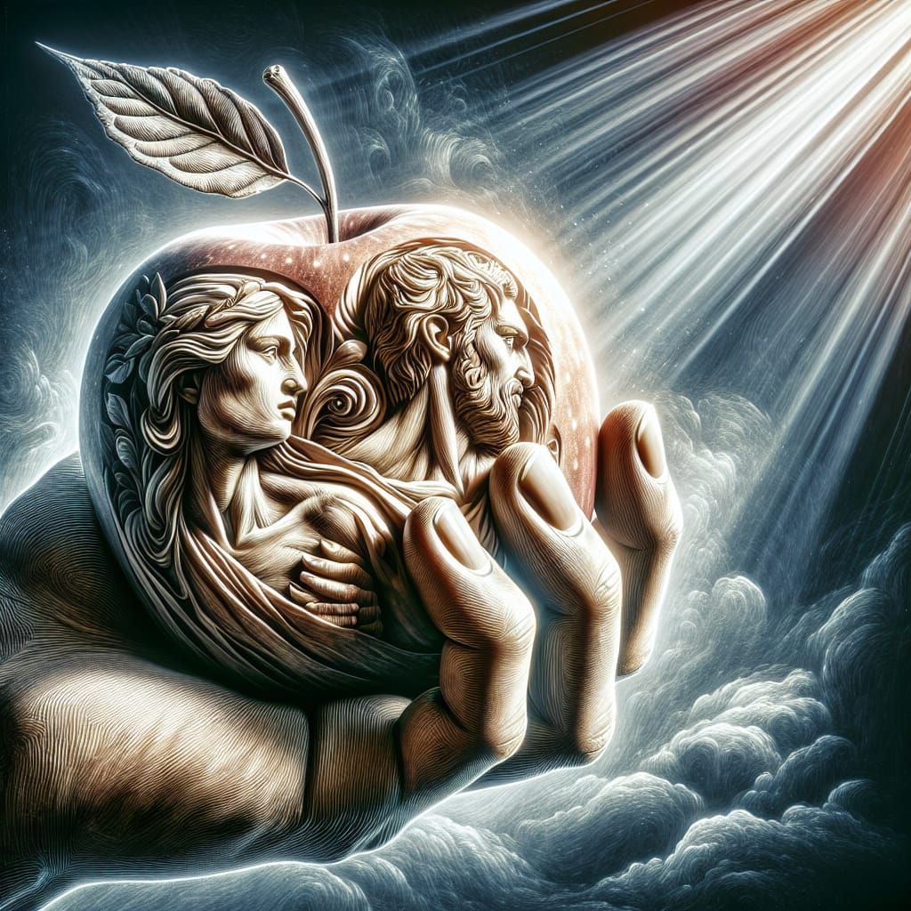 Adam and Eve in God's hand