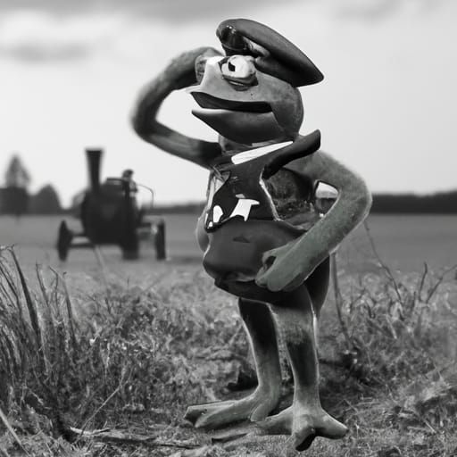 Kermit in SS Uniform: WWII Battlefield Scene
