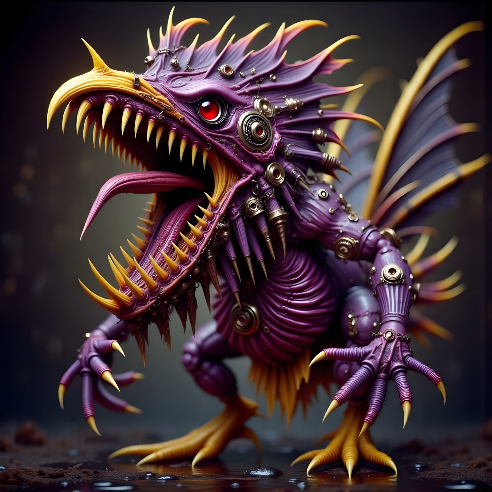 Furious Monster Chicken in Dark Fantasy Style