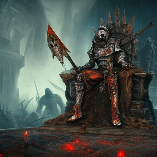 Rotting Zombie Knight on Skull Throne