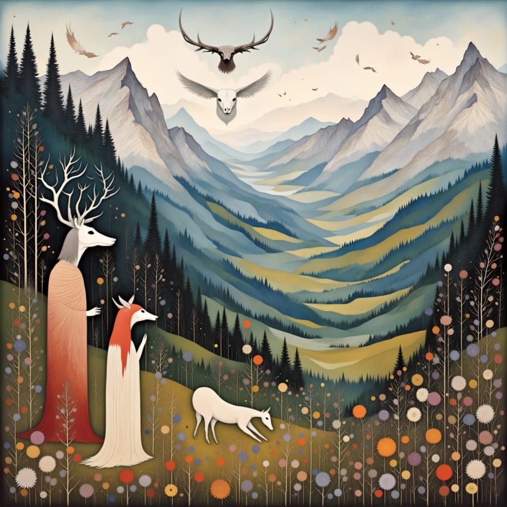 Majestic Swiss Alps Under a Pagan Moon Sky