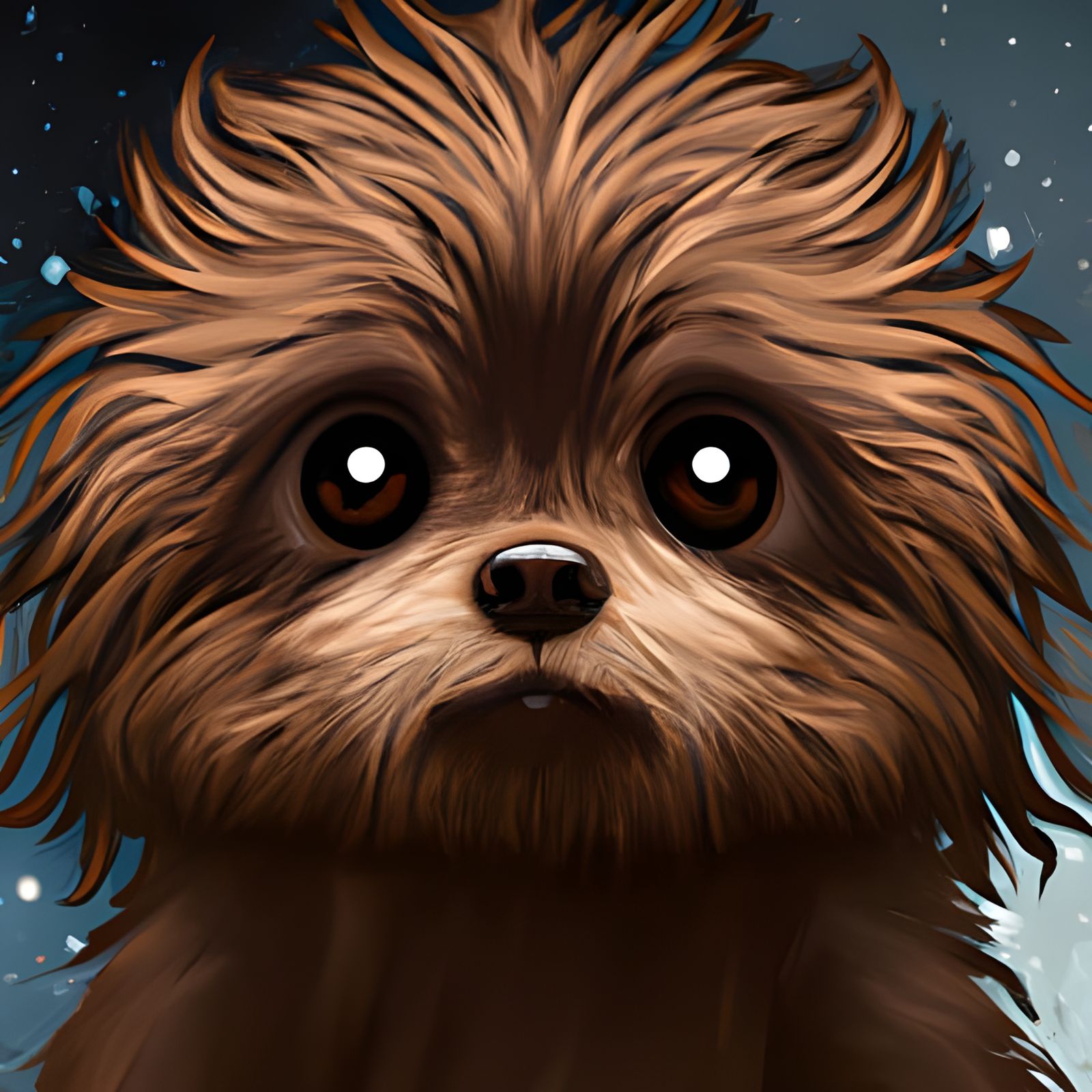 Chibi Chewbacca Portrait in Digital Illustration Style