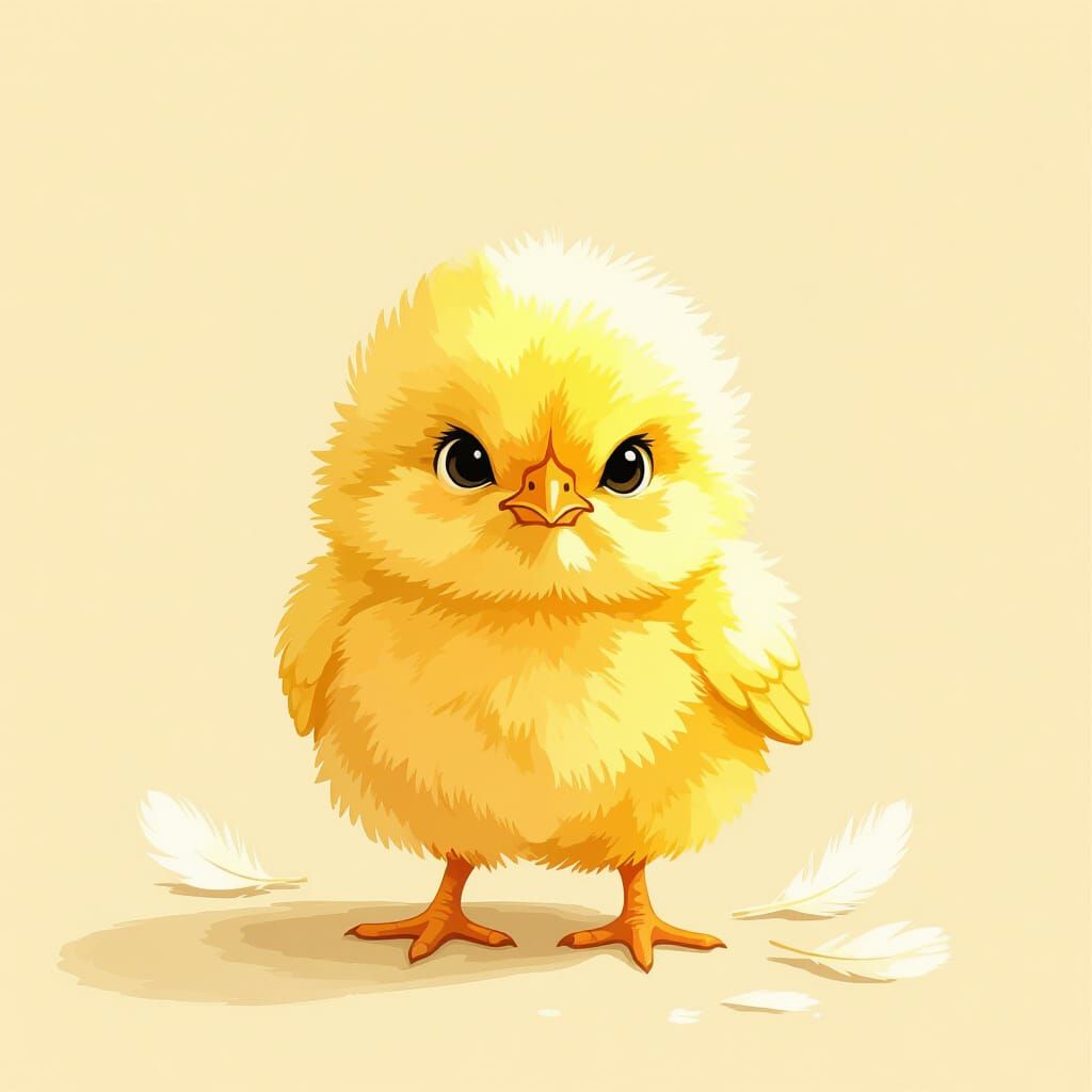 Grumpy Chick in Classic Children's Book Style