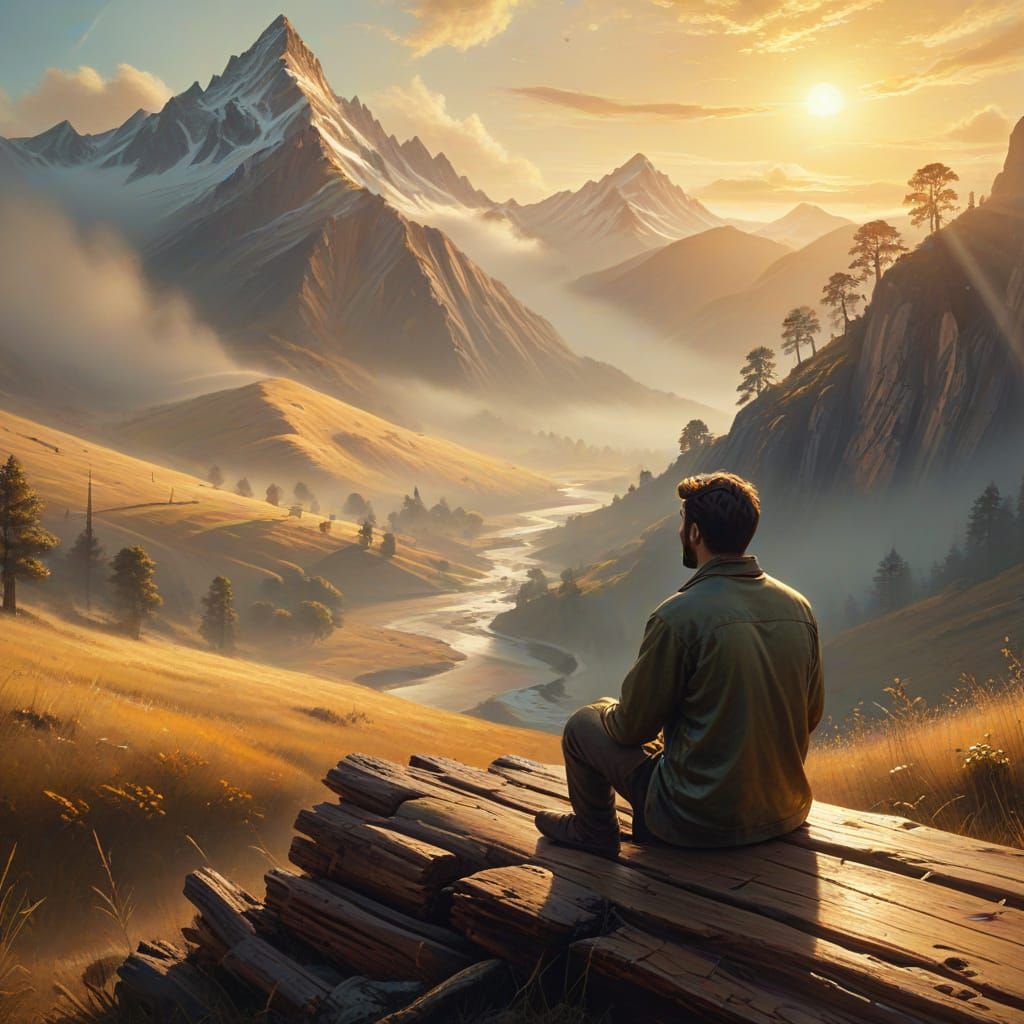 Serene Landscape: Peaceful Escape in Vibrant Oil Painting