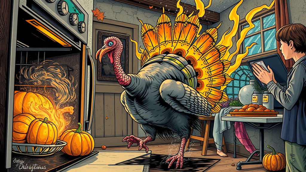 Thanksgiving Turkey's Great Escape: A Surreal Kitchen Drama