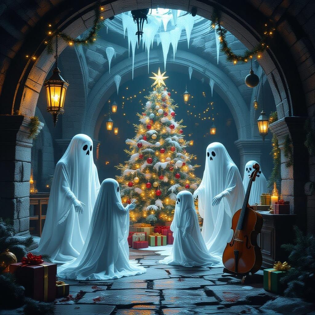 Ghostly Christmas Party in Spooky Crypt