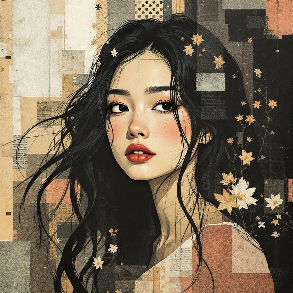 Organic-Textural Portrait in Audrey Kawasaki Style