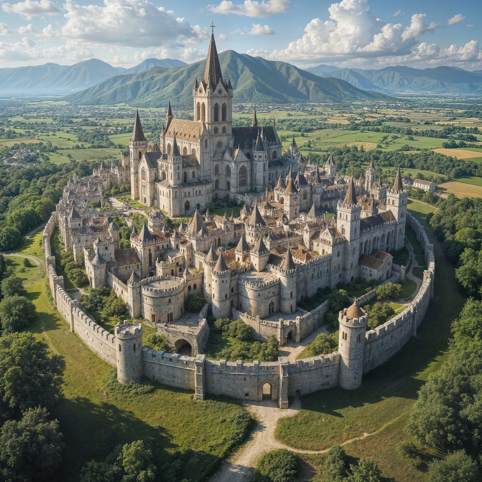 Fantasy City Bird's Eye View in Medieval Architecture