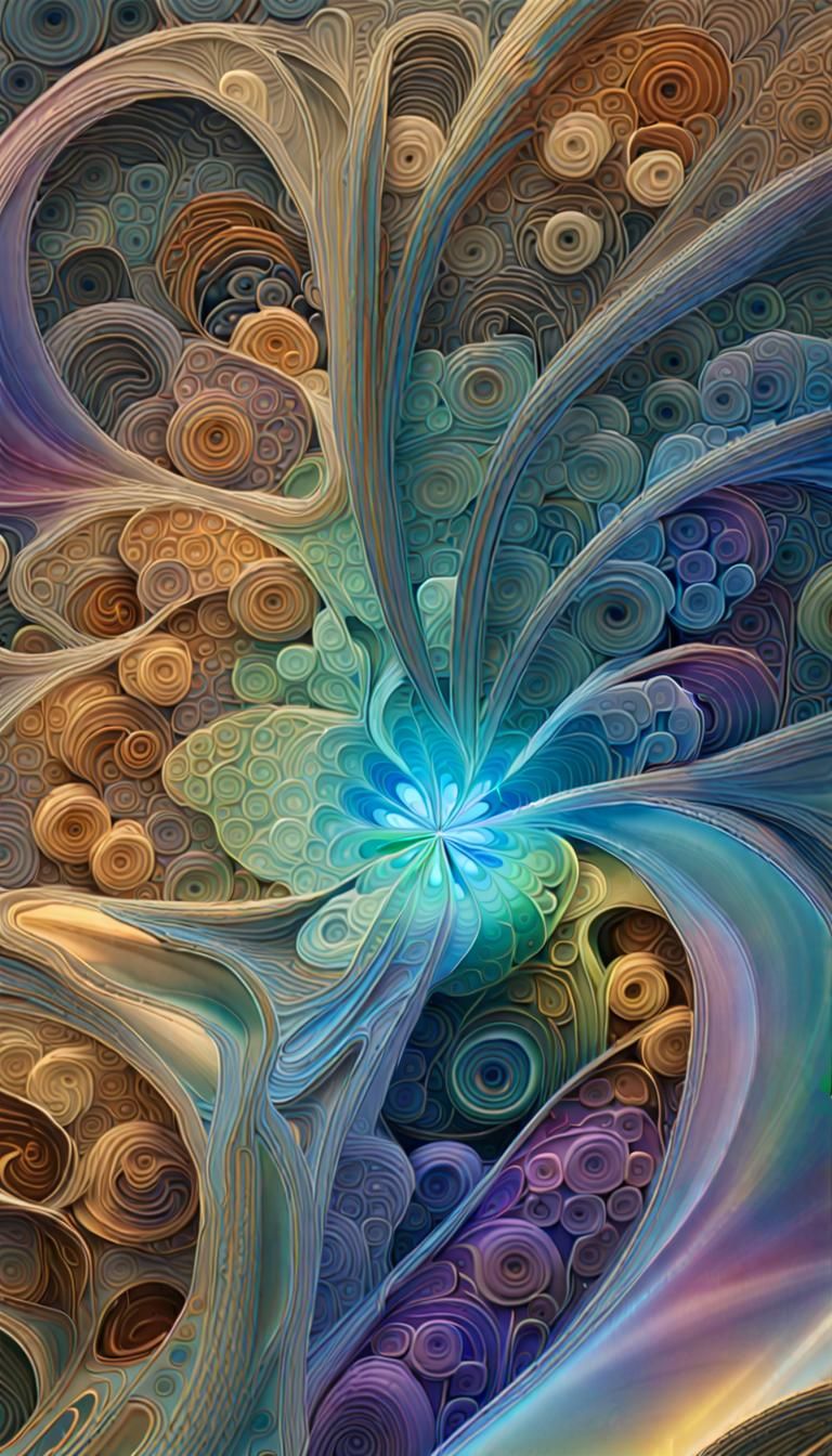 Iridescent Titanium Universe as 3D Fractal Statuary