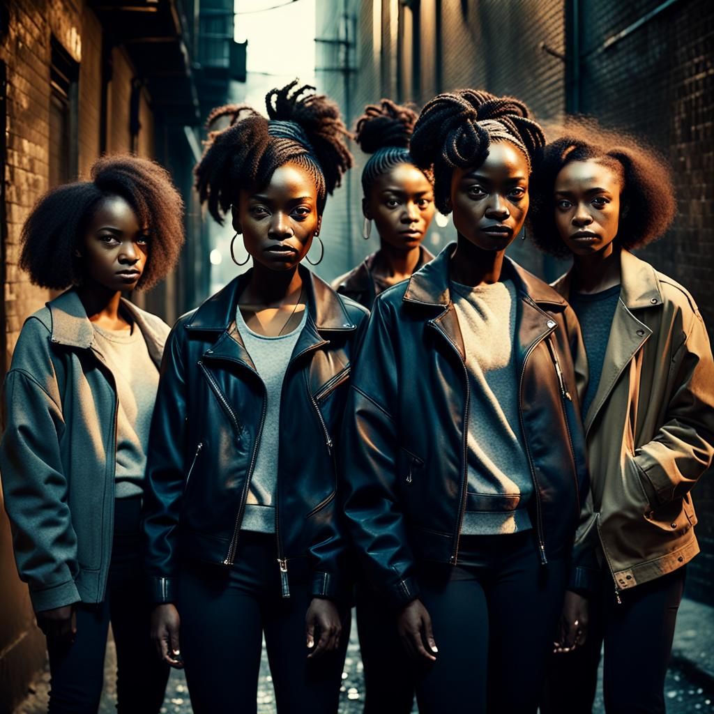 Enigmatic Black Women Unite in Moody Urban Landscape