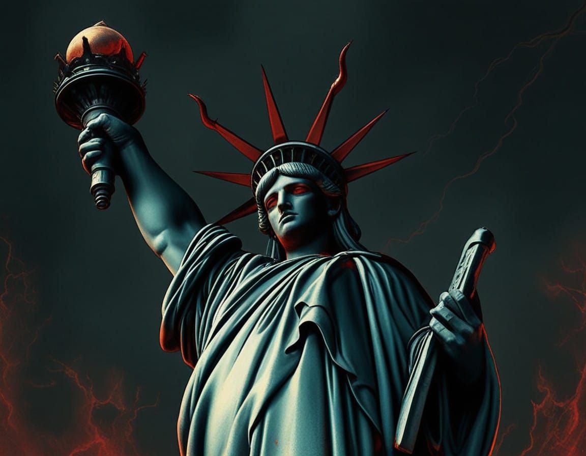 The Statue of Liberty with a Gothic-Inspired Crown Represent...
