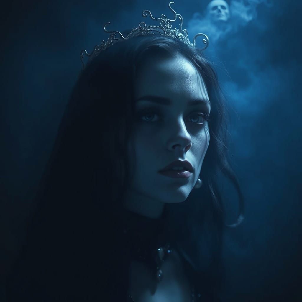 Dreamlike Woman in Dark, Gothic Atmosphere