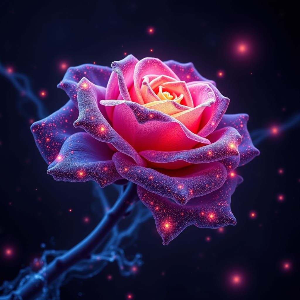 Bioluminescent Rose with Neuroglow Synapsis Effect