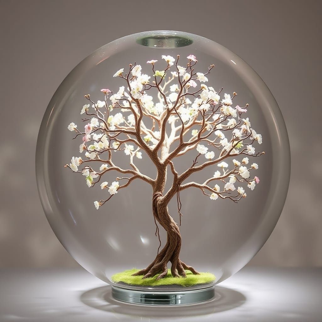 Transparent Tree with Miniature World Inside