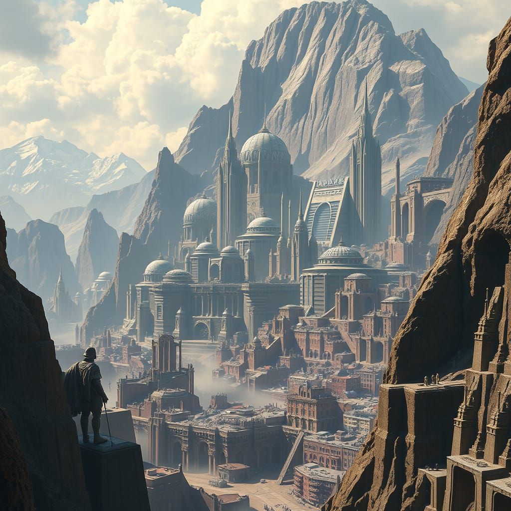 Futuristic Metropolis Built Into Mountain, Star Wars Style