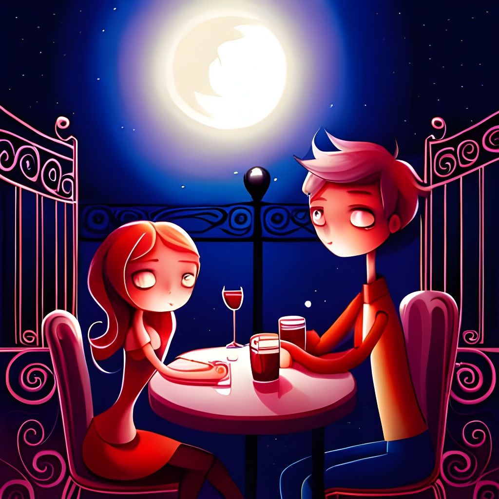 Night Cafe Scene in Pop Surrealism Style