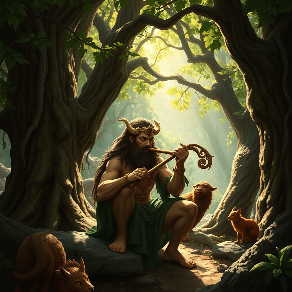 Pan, the God of the Wild, Plays Enchanting Melody in Ancient...