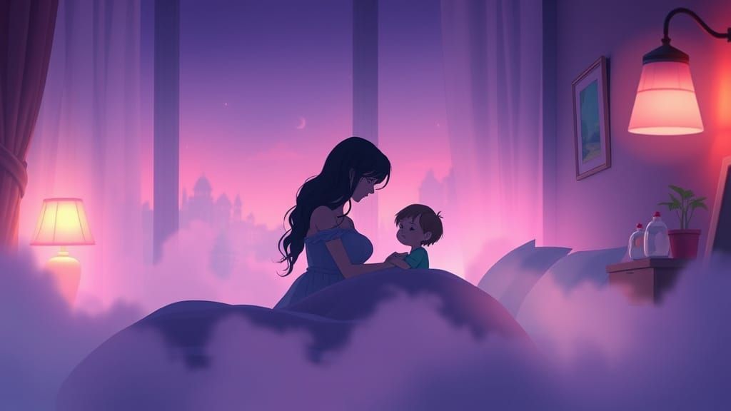 Twilight Bedroom Scene in Studio Ghibli Style