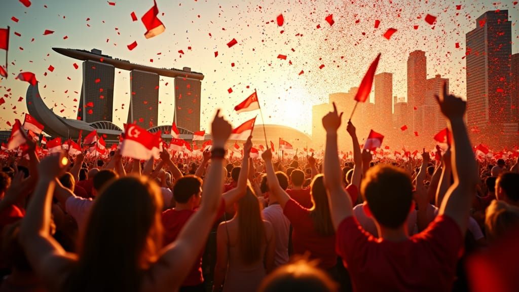 Singapore National Day Celebration at Sunset