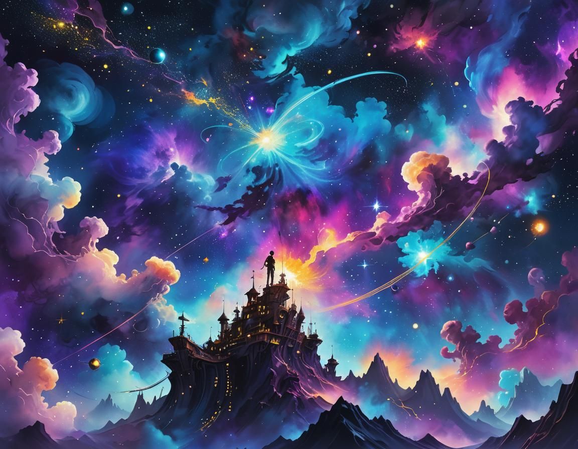 Treasure Planet Cosmos: Vibrant Watercolor Stellar Maps