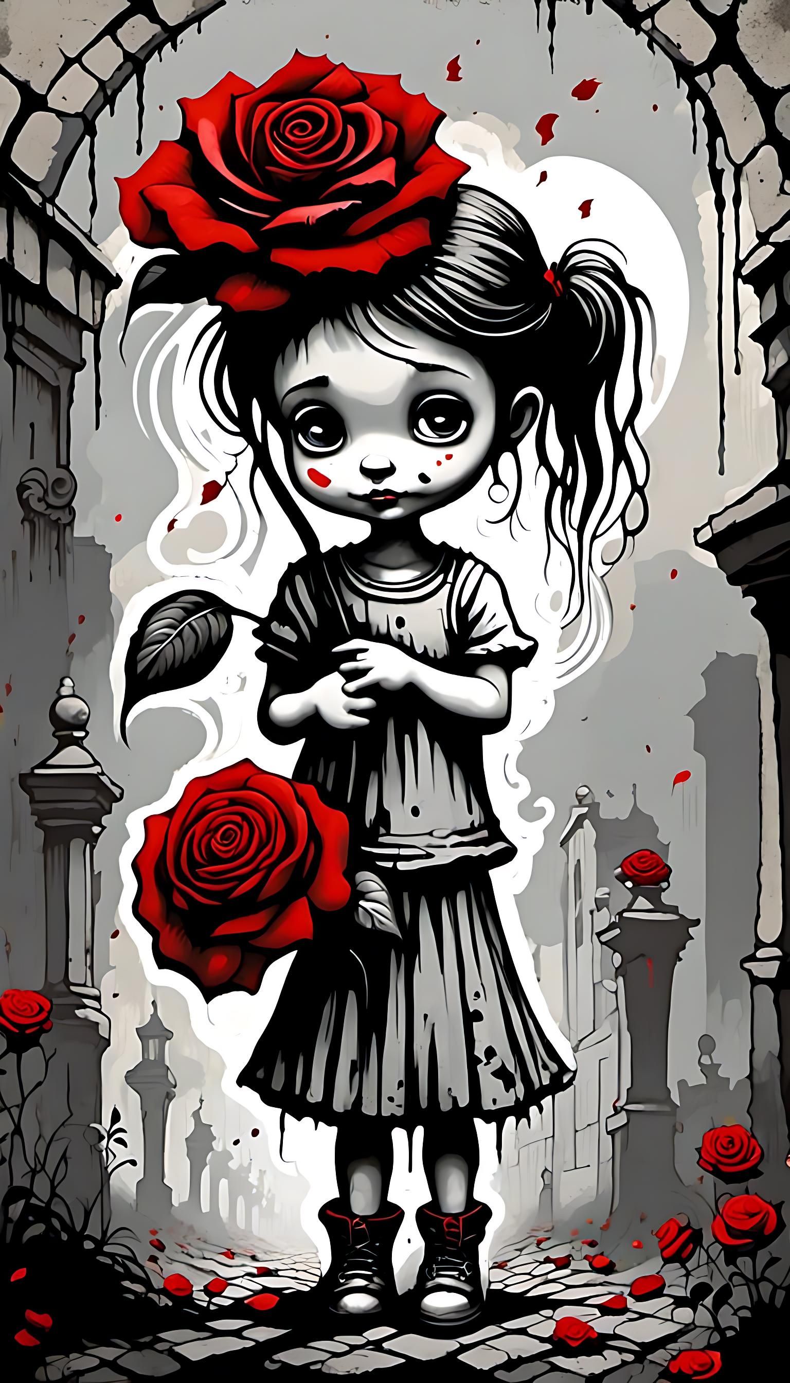 The Little Girl With Red Roses
