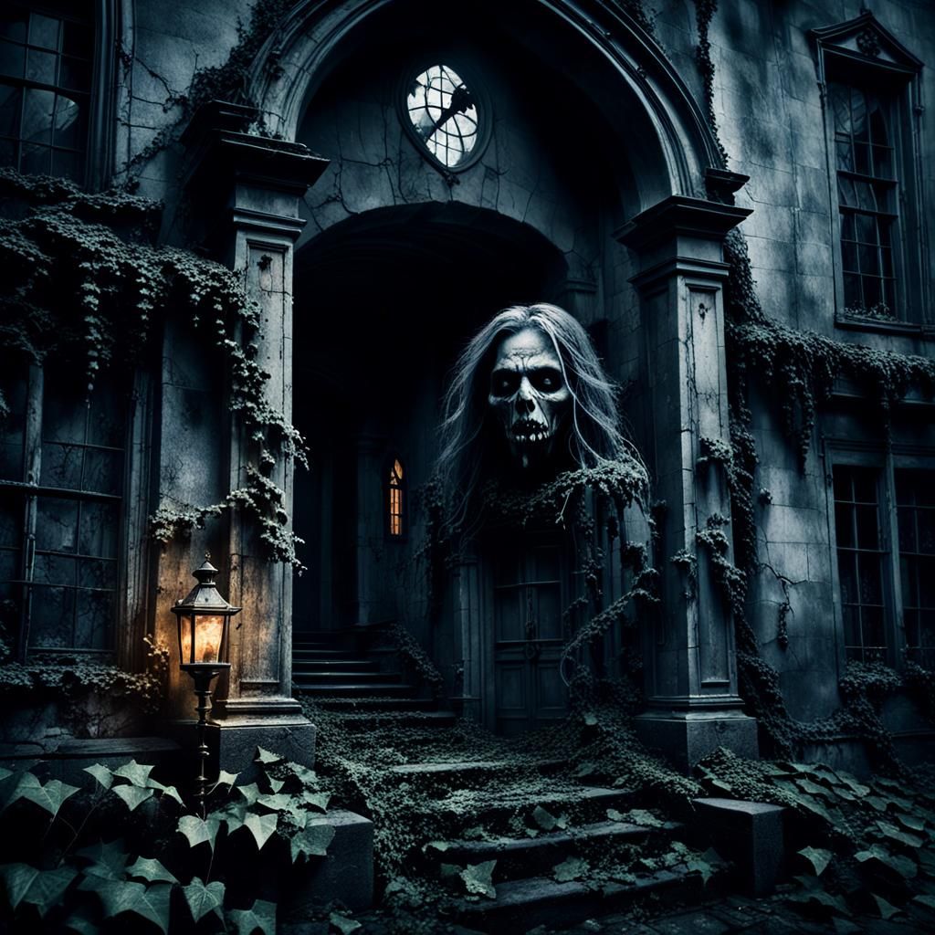 Eerie Decaying Mansion in Gothic Horror Style