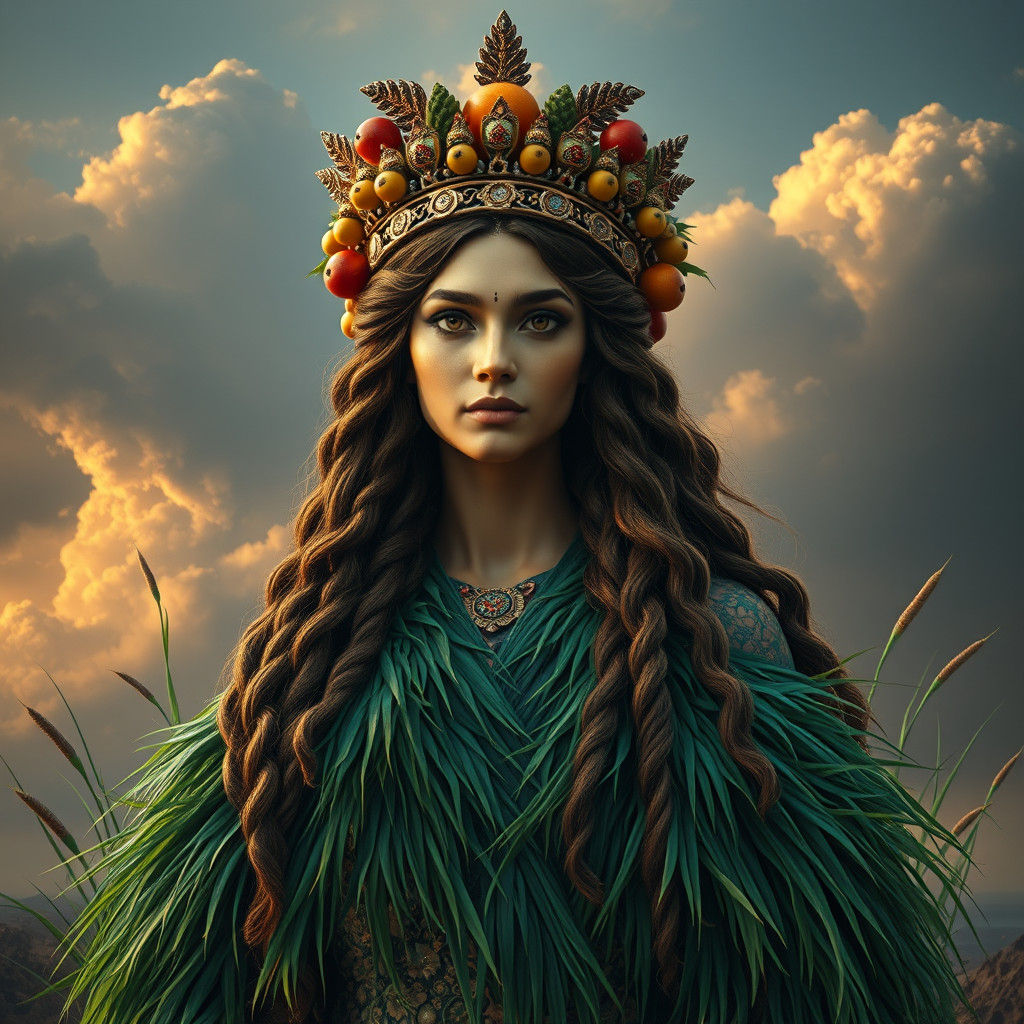 Iranian Harmony Goddess Spenta Armaiti: Digital Matte Painti...