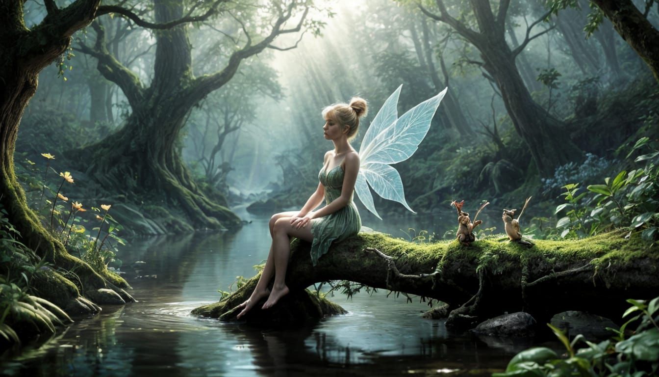 Ethereal Tinkerbell in Misty Neverland Forest