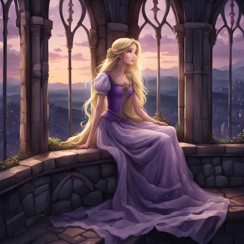 Anime Illustration: German Woman in Tower Window