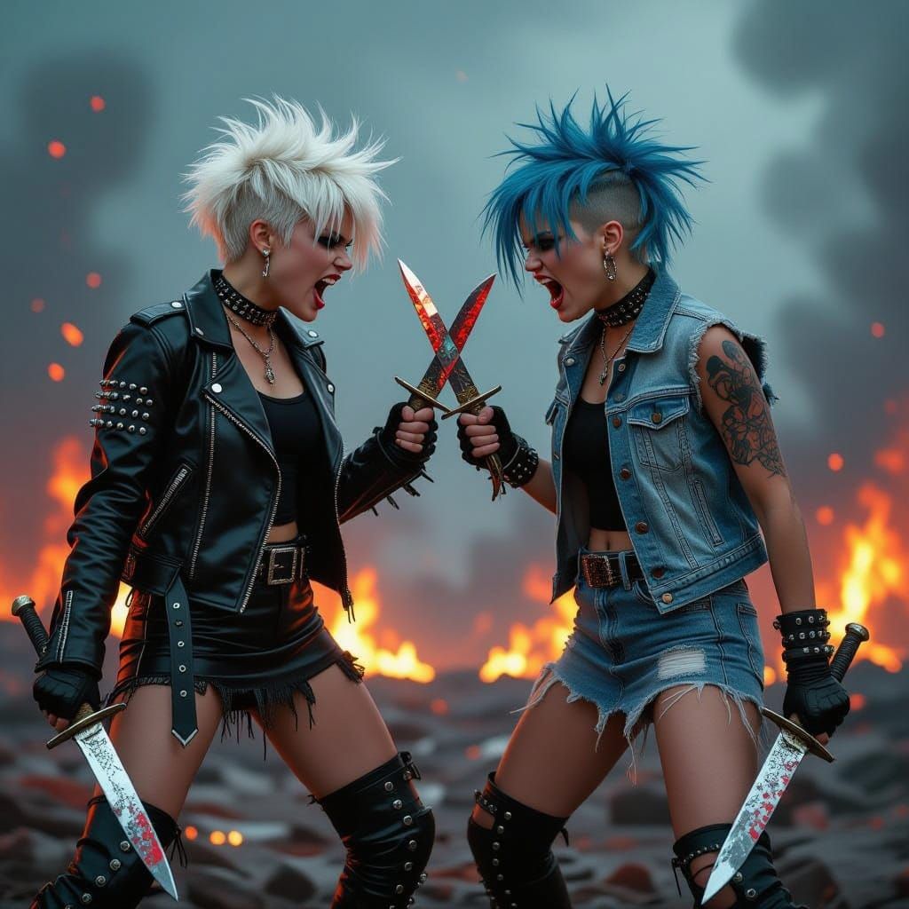 Goth Girls Clash in Fiery Apocalypse