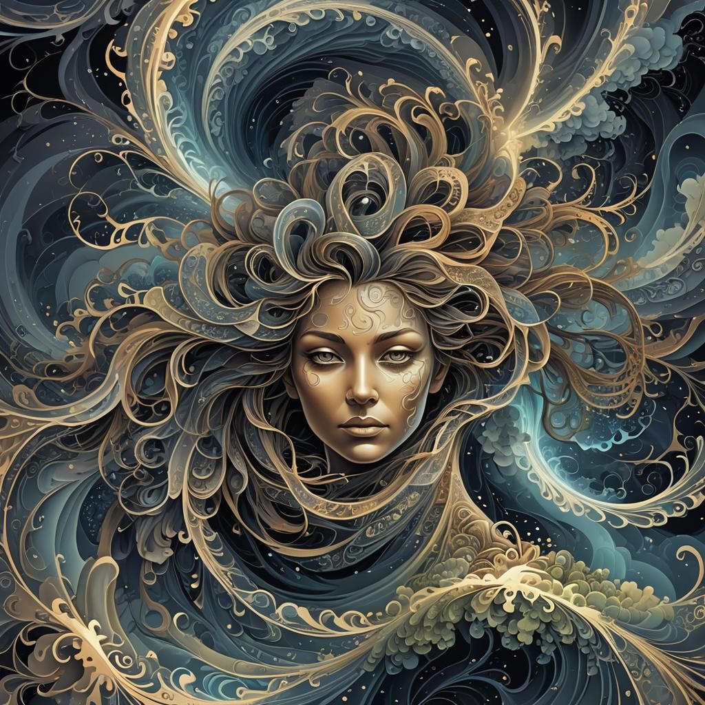 Abstract Fractal Hurricane with Zentangle Patterns