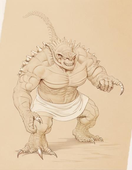 Realistic Cruel Reptilian Creature with Shell and Spikes