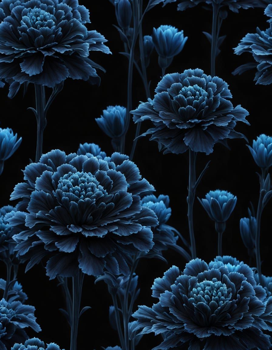 Gothic Bioluminescent Carnation Landscape in Hyper Realistic...