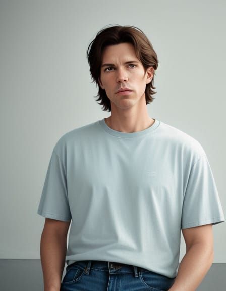 Portrait of Man in Graphic Tee with Soft Lighting