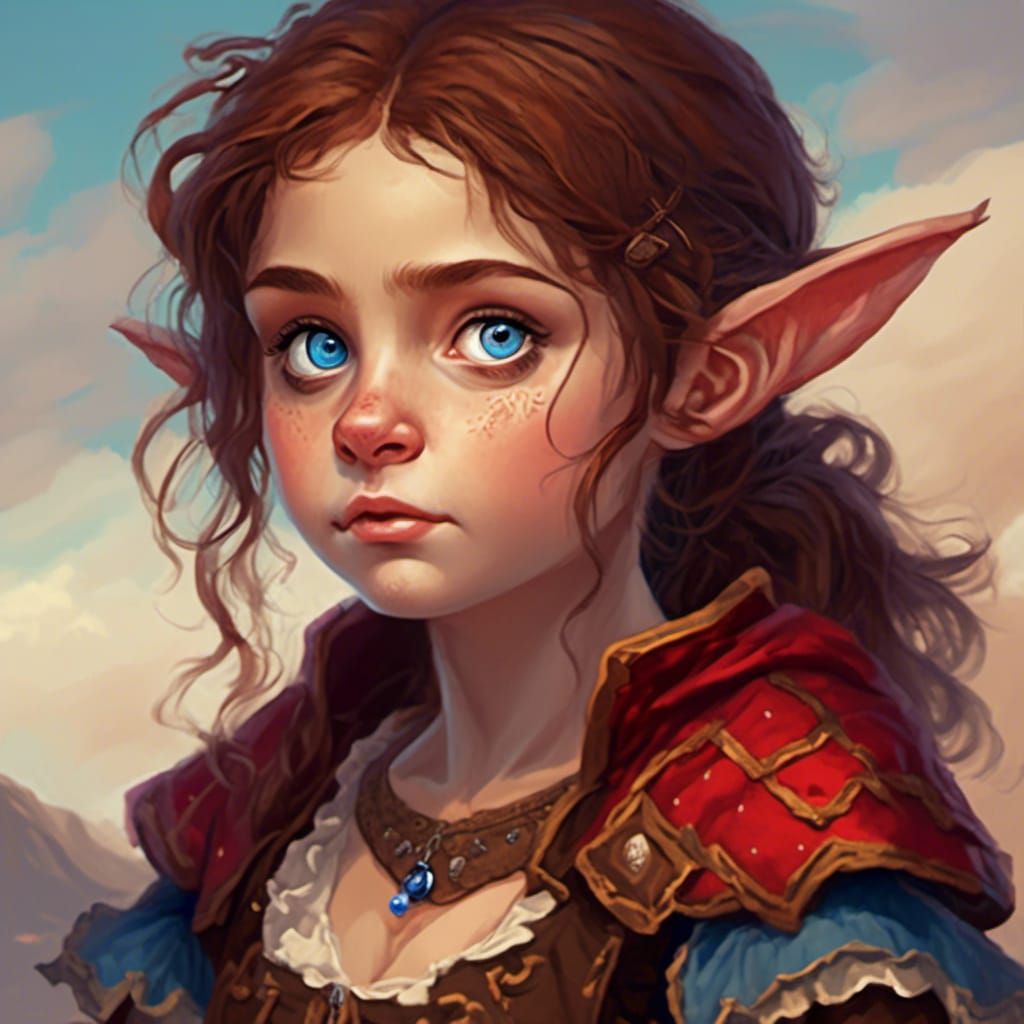 Halfling Woman Portrait with Mischievous Smirk