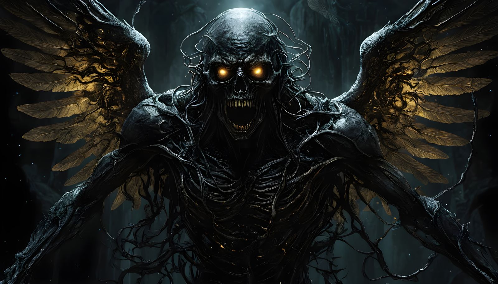 Grotesque Angel Of Death in Cosmic Horror Lab Scene