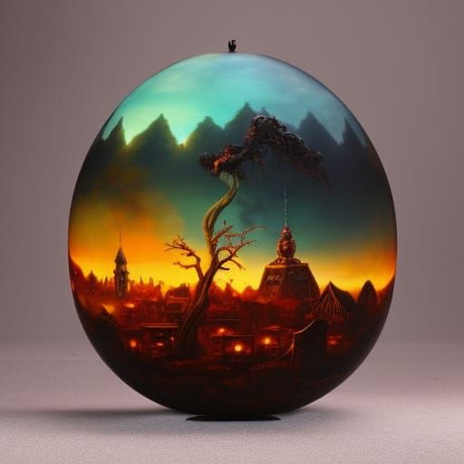 halloween candy apple on a stick with a skull face, art like Dom Qwek