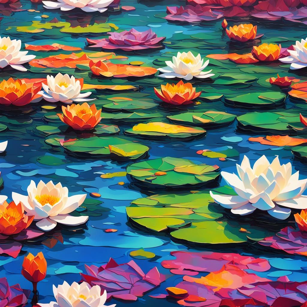 Modern Water Lilies: Digital Graffiti Art