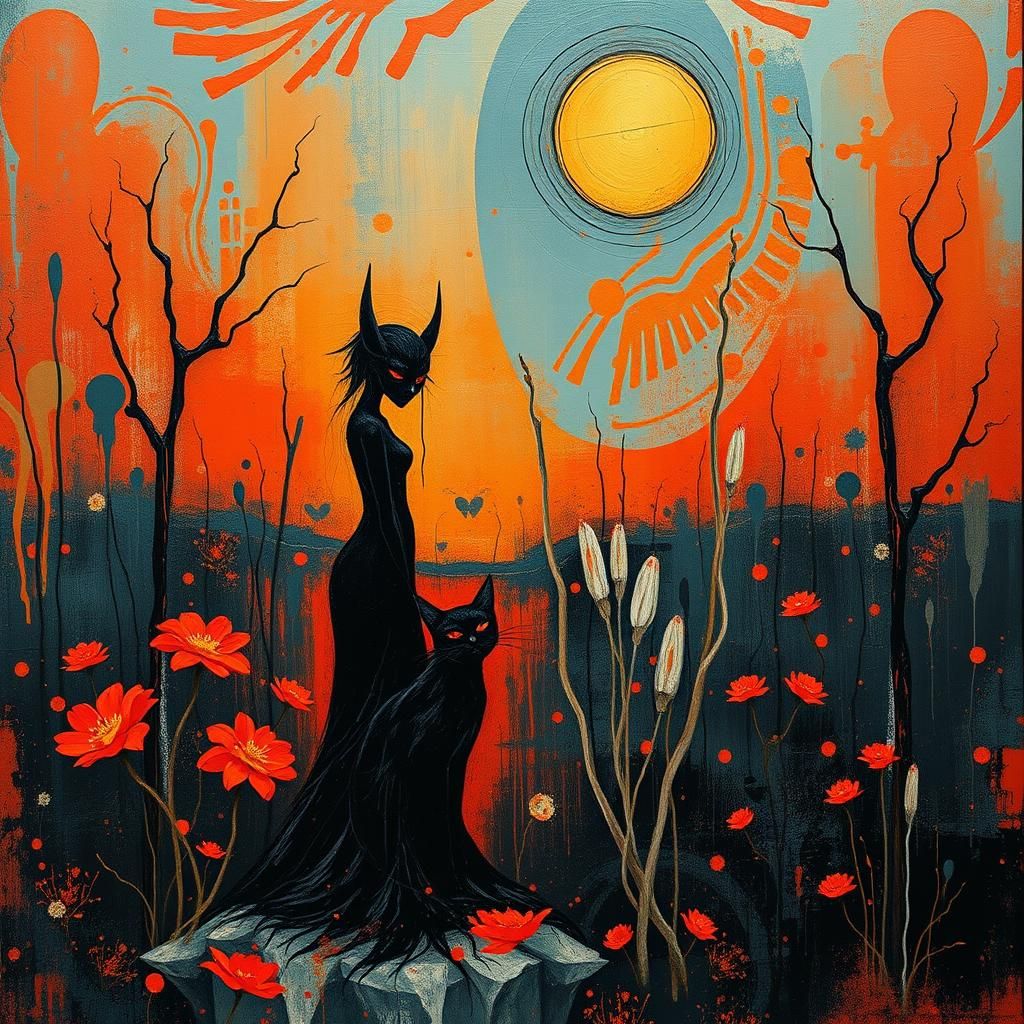 Evil Jezebel in Hell Garden: Abstract Expressionism