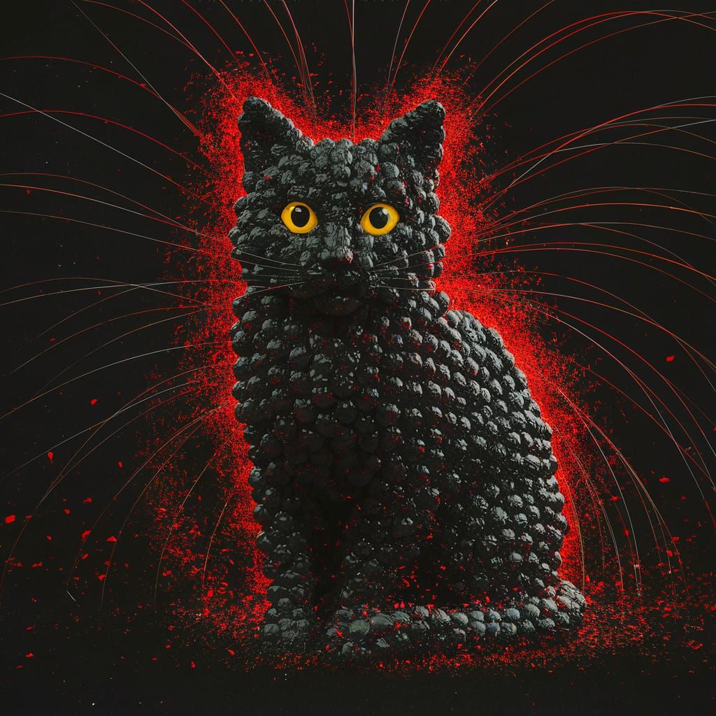 Abstract Cat Art with Dynamic Particles