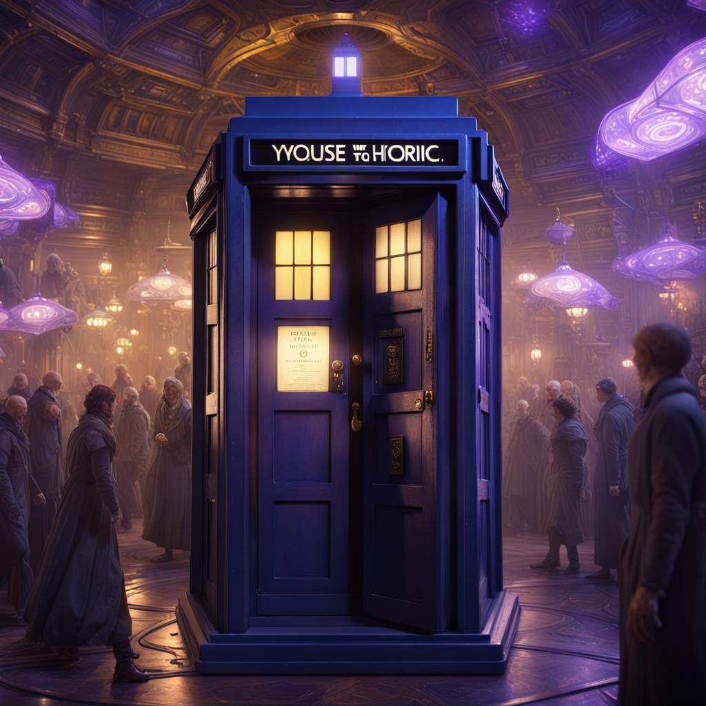 TARDIS Fleet Soaring in Dark Fantasy Style