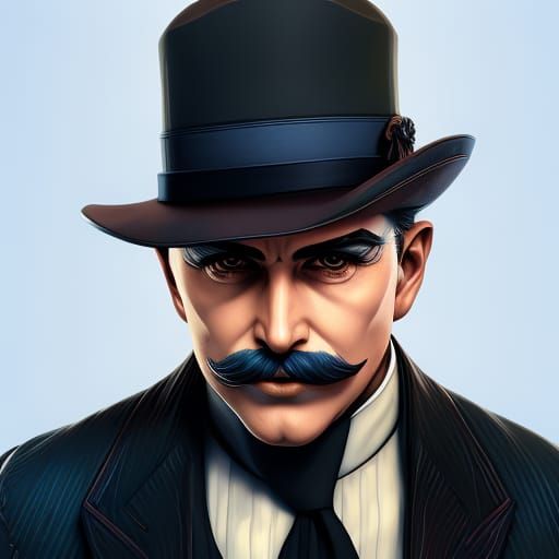 Detailed Portrait of Charlie Chaplin in Art Nouveau Style