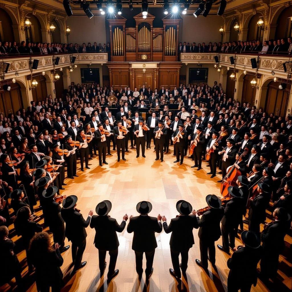 Joyous Jewish Celebration with Dancing and Torah Scroll